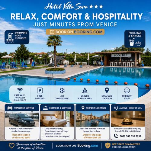Mestre Hotel | Hotel Villa Sara with pool and parking near Venice