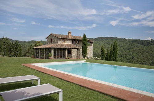 Gaiole in Chianti Villa | Beautiful villa for 16 guests with A/C, private pool, WIFI, TV, patio and panoramic view